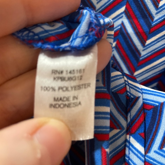 Women Large Pretty Red White Blue Chevron Spaghetti Strap Spring Tank Top Summer - Picture 6 of 6